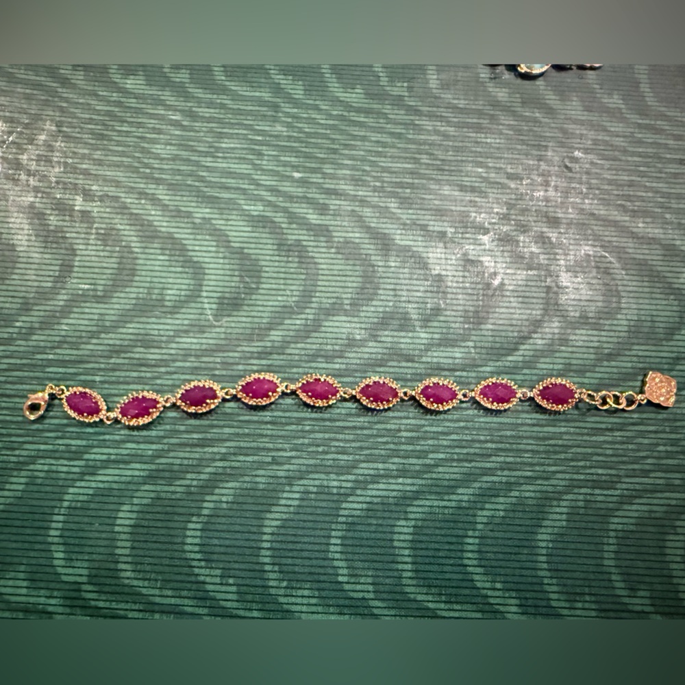 Kendra Scott Gold link Bracelet with Purple Stones - Picture 3 of 4